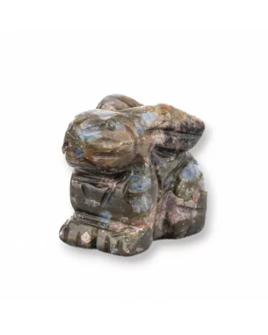 Soprammobile Statua Di Pietre Dure 1,5inch 3,5cm Coniglio Di Fiocco Labradorite Marrone-STATUETTE | Worldofjewel.com