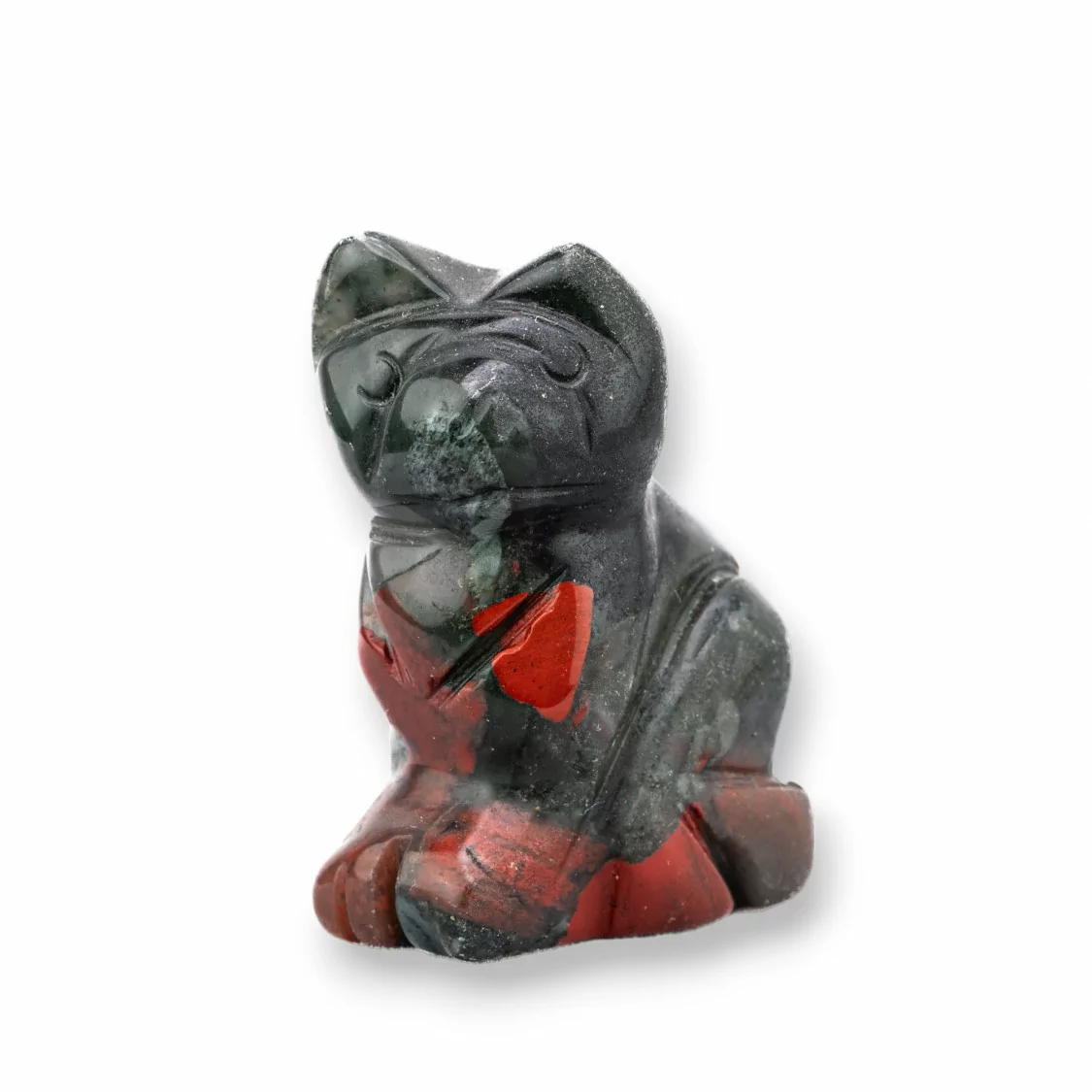 Soprammobile Statua Di Pietre Dure 1,5inch 3,5cm Cane Di Bloody Jasper-STATUETTE | Worldofjewel.com