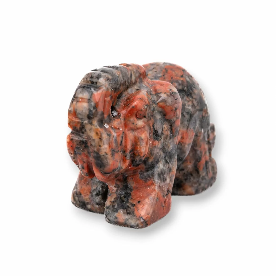 Soprammobile Statua Di Pietre Dure 1,5inch 3,5cm Elefante Di Diaspro Rosso Scuro-STATUETTE | Worldofjewel.com