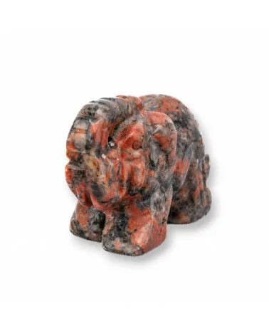 Soprammobile Statua Di Pietre Dure 1,5inch 3,5cm Elefante Di Diaspro Rosso Scuro-STATUETTE | Worldofjewel.com