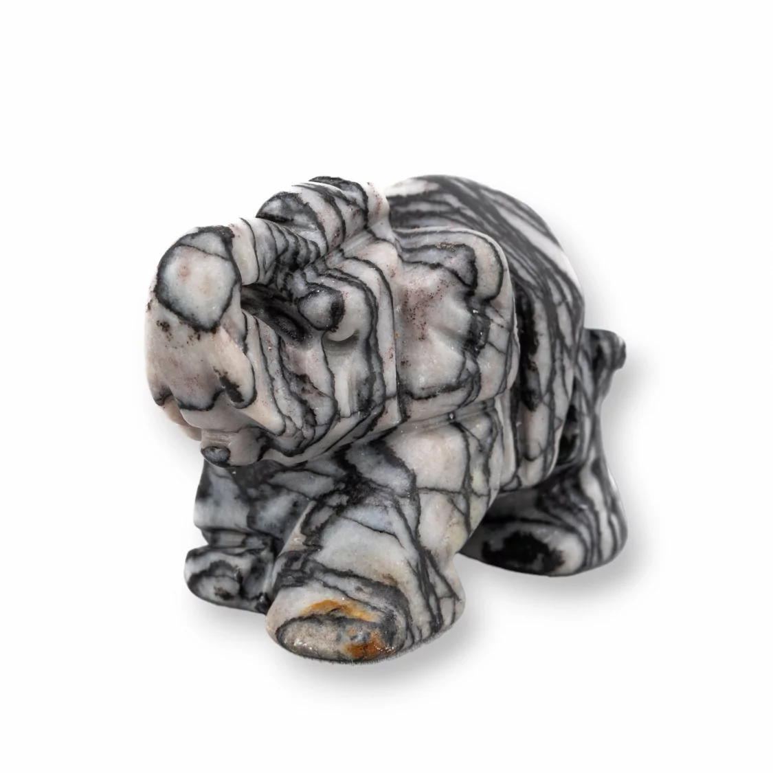 Soprammobile Statua Di Pietre Dure 1,5inch 3,5cm Elefante Di Diaspro Zebrato-STATUETTE | Worldofjewel.com