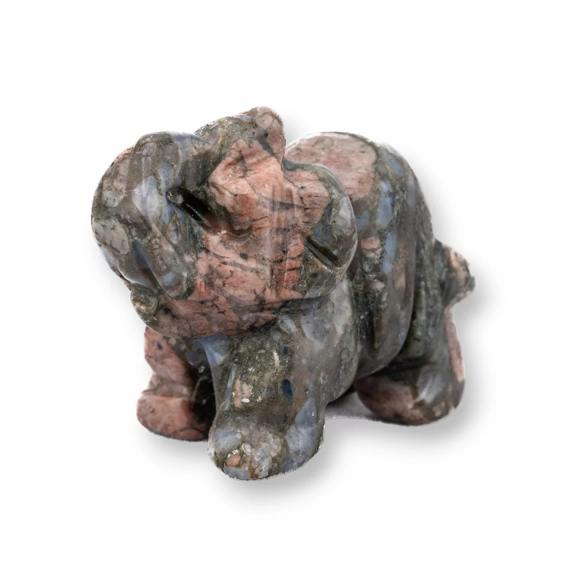 Soprammobile Statua Di Pietre Dure 1,5inch 3,5cm Elefante Di Rodonite Nero-STATUETTE | Worldofjewel.com