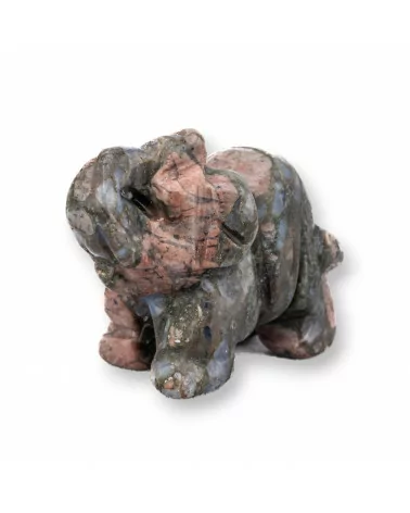 Soprammobile Statua Di Pietre Dure 1,5inch 3,5cm Elefante Di Rodonite Nero-STATUETTE | Worldofjewel.com