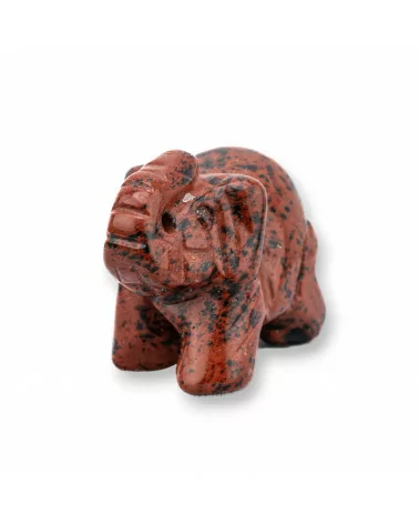 Soprammobile Statua Di Pietre Dure 1,5inch 3,5cm Elefante Di Rodonite Scuro-STATUETTE | Worldofjewel.com