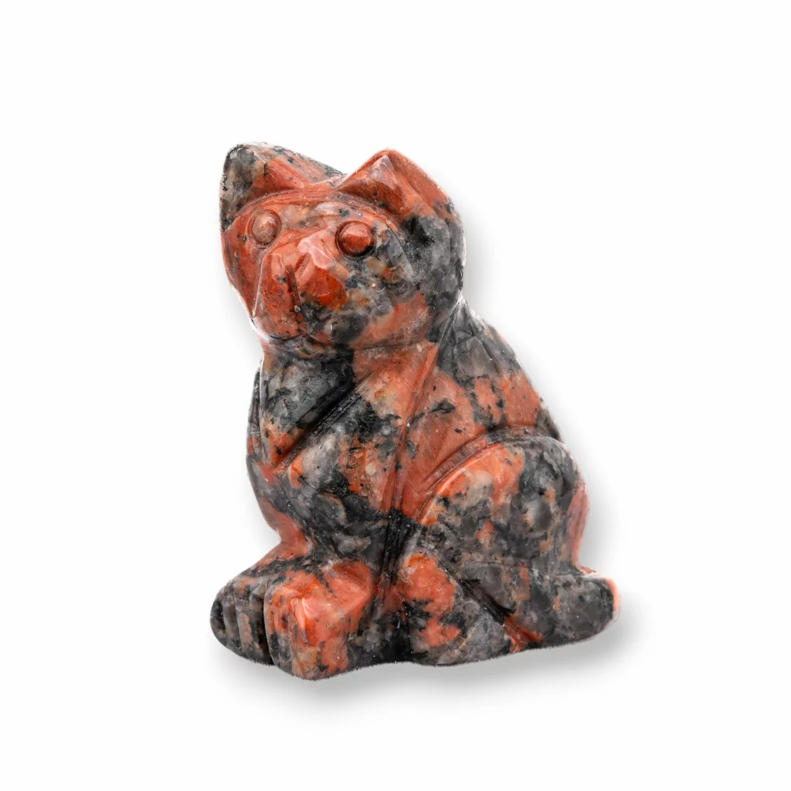 Soprammobile Statua Di Pietre Dure 1,5inch 3,5cm Gatto Di Diaspro Rosso Scuro-STATUETTE | Worldofjewel.com