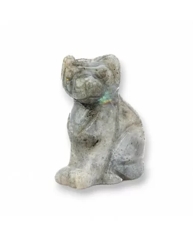 Soprammobile Statua Di Pietre Dure 1,5inch 3,5cm Gatto Di Labradorite-STATUETTE | Worldofjewel.com