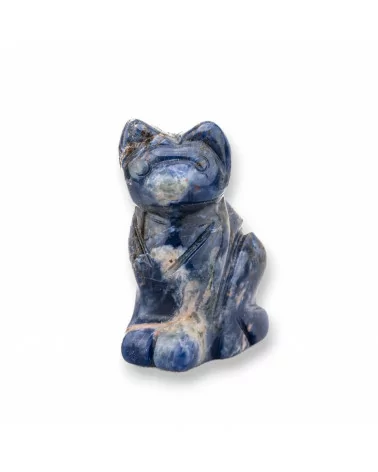 Soprammobile Statua Di Pietre Dure 1,5inch 3,5cm Gatto Di Sodalite-STATUETTE | Worldofjewel.com