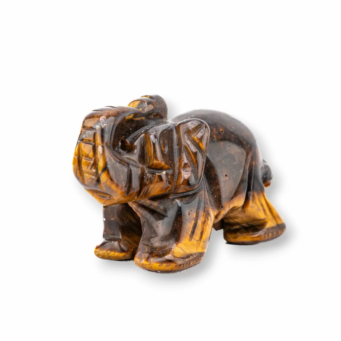 Soprammobile Statua Di Pietre Dure 2inch 5cm Elefante Di Occhio Di Tigre-STATUETTE | Worldofjewel.com