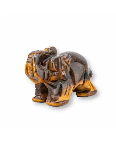 Soprammobile Statua Di Pietre Dure 2inch 5cm Elefante Di Occhio Di Tigre-STATUETTE | Worldofjewel.com