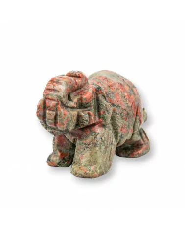 Soprammobile Statua Di Pietre Dure 2inch 5cm Elefante Di Unakite-STATUETTE | Worldofjewel.com