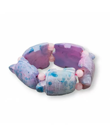 Bracciale Di Pietre Dure Tartaruga Grande Tartaruga 31x48mm Agata Viola-Celeste-BRACCIALI BIJOUX | Worldofjewel.com