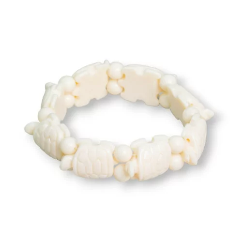 Bracciale Di Pietre Dure Tartaruga Piccola 19x25mm Resina Bianco-BRACCIALI BIJOUX | Worldofjewel.com