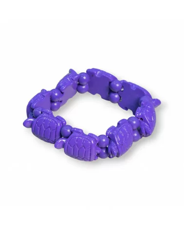 Bracciale Di Pietre Dure Tartaruga Piccola 19x25mm Resina Viola-BRACCIALI BIJOUX | Worldofjewel.com