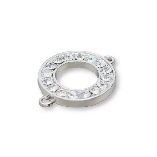 Connettore Componente Di Ottone Con Strass 2 Anellini 18mm 9pz-CONNETTORI CON STRASS | Worldofjewel.com