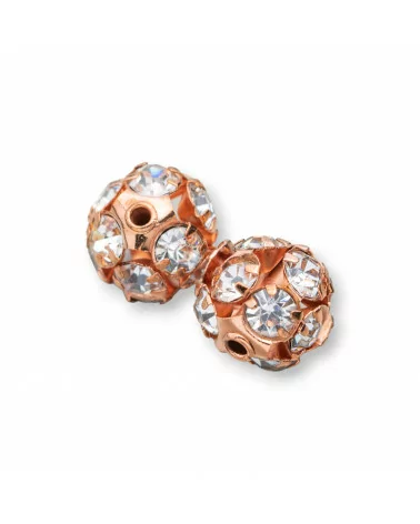 Distanziatore Palline Strass Di Ottone 8mm 40pz Oro Rosa Scuro-PALLINE STRASS | Worldofjewel.com