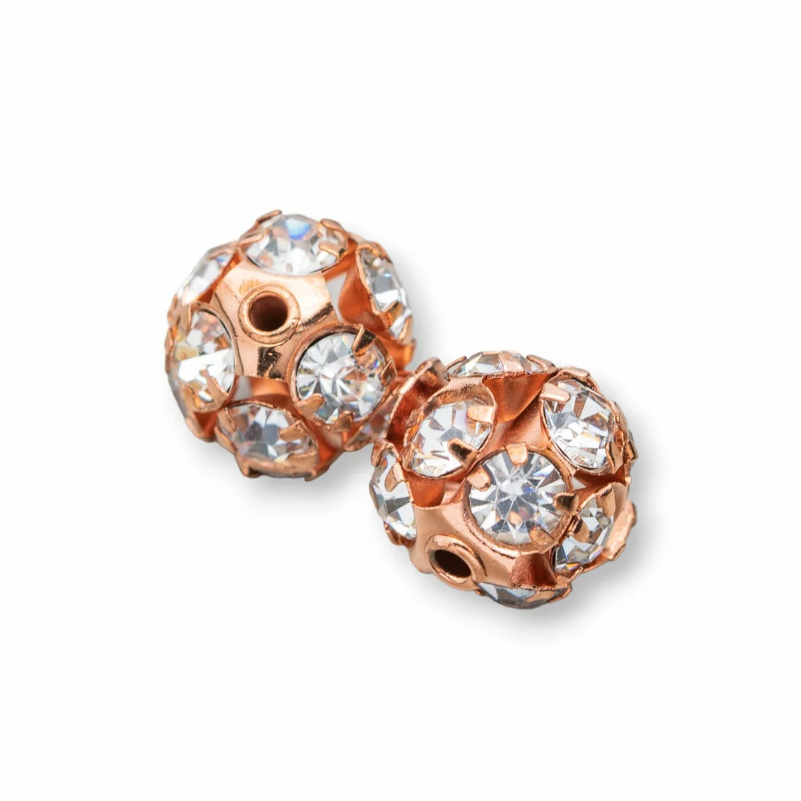 Distanziatore Palline Strass Di Ottone 10mm 40pz Oro Rosa Scuro-PALLINE STRASS | Worldofjewel.com