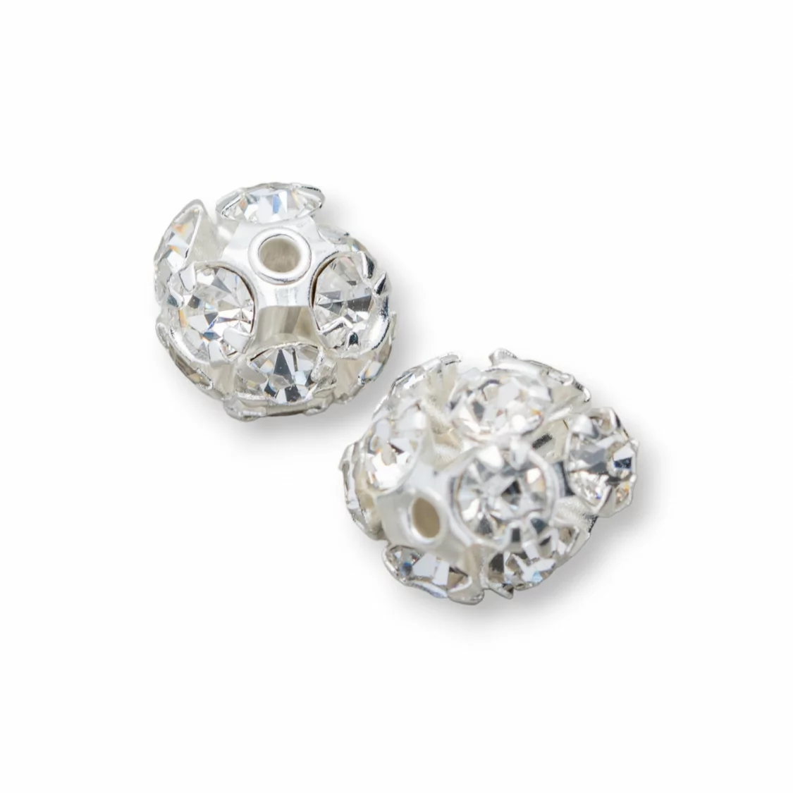 Distanziatore Palline Strass Di Ottone 12mm 30pz Argentato-PALLINE STRASS | Worldofjewel.com