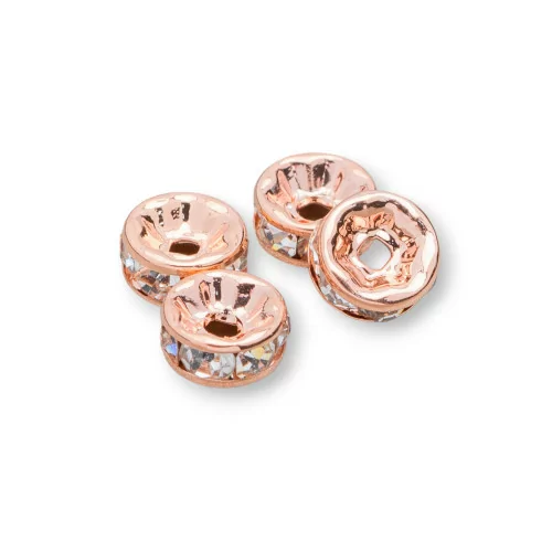 Distanziatore Rondelle Strass Di Ottone Qualita' Mideast 4mm 100pz Oro Rosa-CONNETTORI CON STRASS | Worldofjewel.com