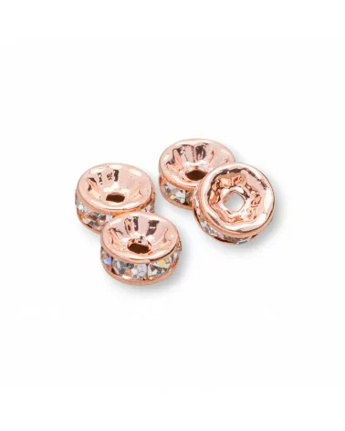 Distanziatore Rondelle Strass Di Ottone Qualita' Mideast 4mm 100pz Oro Rosa-CONNETTORI CON STRASS | Worldofjewel.com