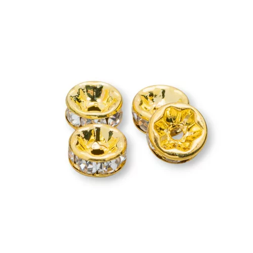 Distanziatore Rondelle Strass Di Ottone Qualita' Mideast 6mm 100pz Dorato-CONNETTORI CON STRASS | Worldofjewel.com