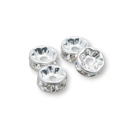 Distanziatore Rondelle Strass Di Ottone Qualita' Mideast 7mm 100pz Argentato-CONNETTORI CON STRASS | Worldofjewel.com