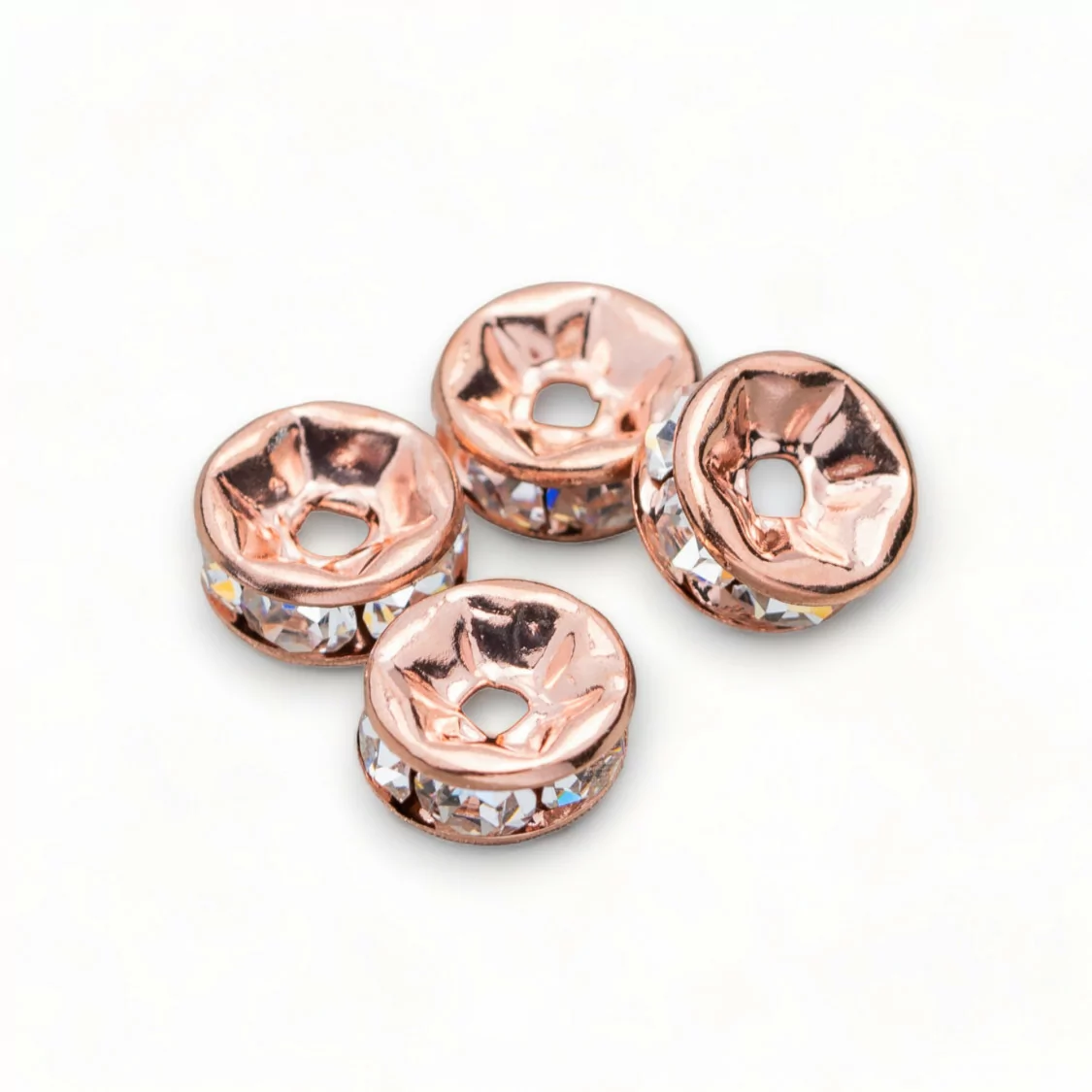 Distanziatore Rondelle Strass Di Ottone Qualita' Repubblica Ceca 5mm Oro Rosa 100pz-CONNETTORI CON STRASS | Worldofjewel.com