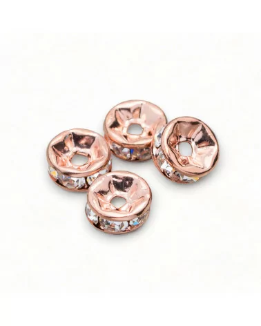 Distanziatore Rondelle Strass Di Ottone Qualita' Repubblica Ceca 5mm Oro Rosa 100pz-CONNETTORI CON STRASS | Worldofjewel.com