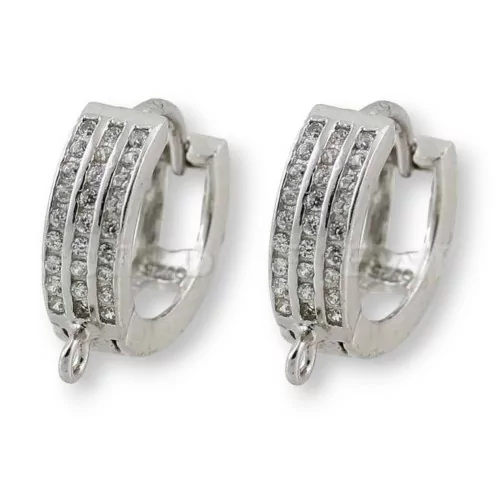 Base Per Orecchini Di Argento 925 Cerchio 15mm Con Strass Tondi 3 File 1 Coppia Argentato-BASI DI ARGENTO 925 | Worldofjewel.com