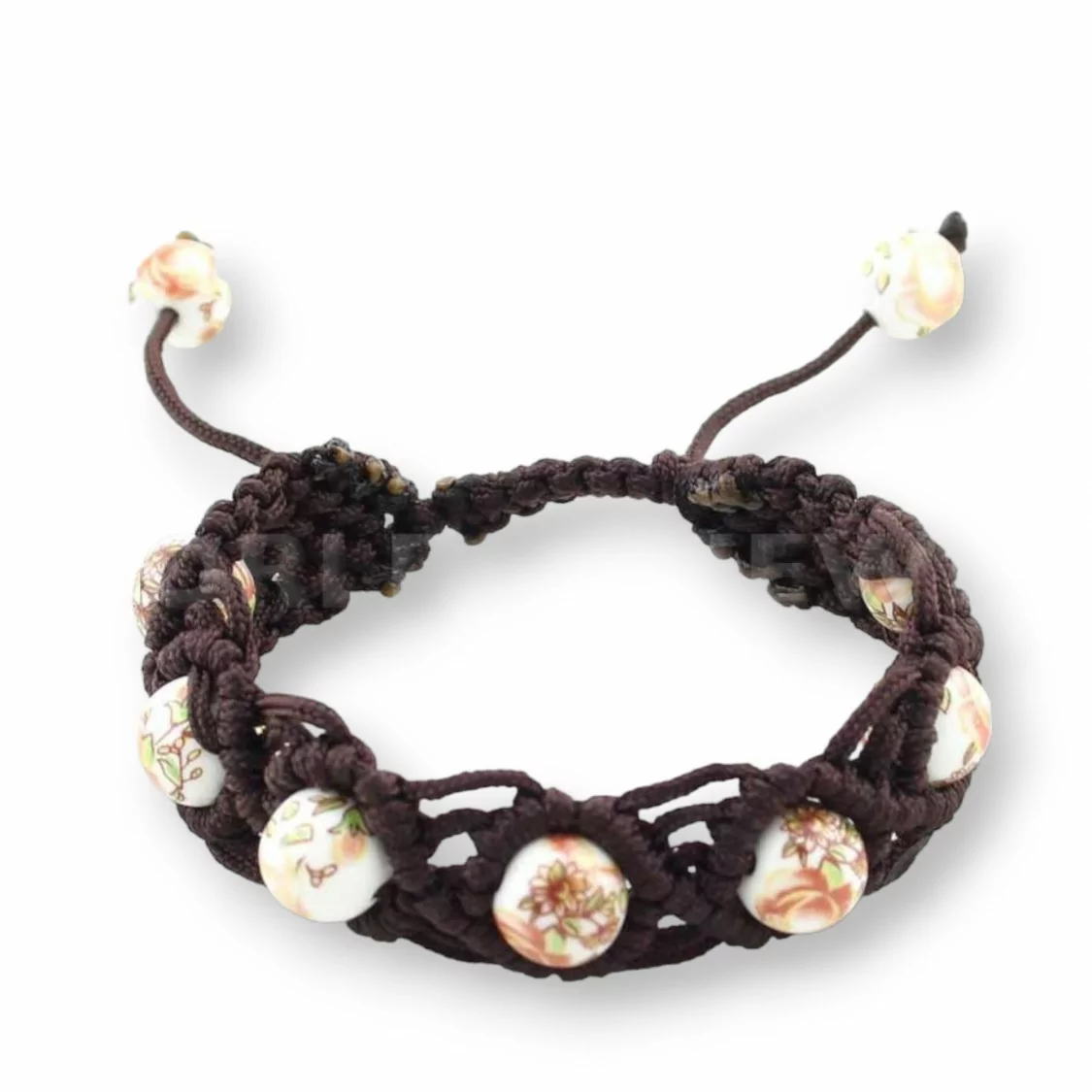 Bracciali Di Stoffa Intrecciata E Ceramica Con Chiusura Sali E Scendi - Arancio-BRACCIALI DI PIETRE DURE | Worldofjewel.com