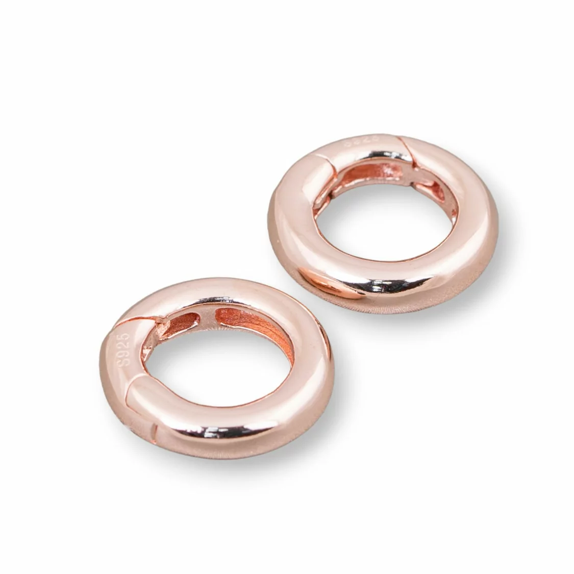 Chiusura Di Argento 925 Gancio A Ciambella Con Molla 15mm 2pz Oro Rosa-CHIUSURE DI ARGENTO | Worldofjewel.com