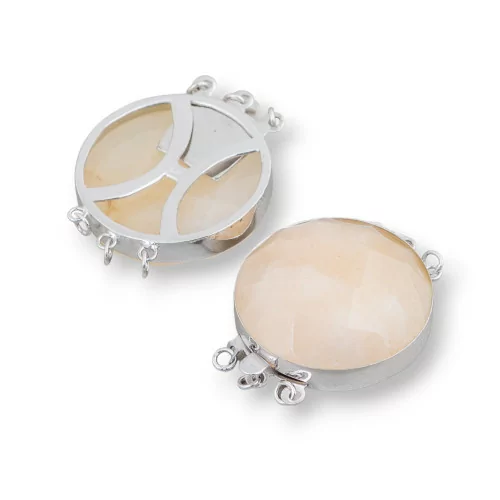 Chiusura In Argento 925 E Pietre Dure Tondo Sfaccettato 30mm 1pz Calcite-CHIUSURE CON PIETRE E PERLINE | Worldofjewel.com