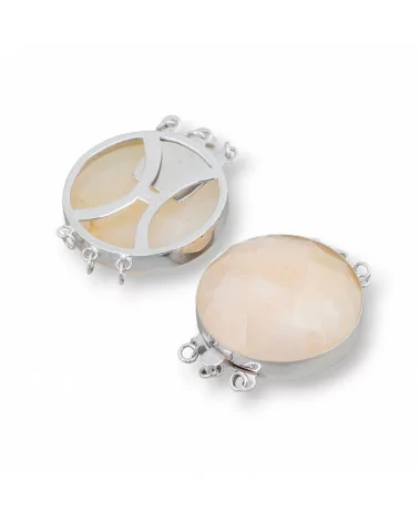 Chiusura In Argento 925 E Pietre Dure Tondo Sfaccettato 30mm 1pz Calcite-CHIUSURE CON PIETRE E PERLINE | Worldofjewel.com