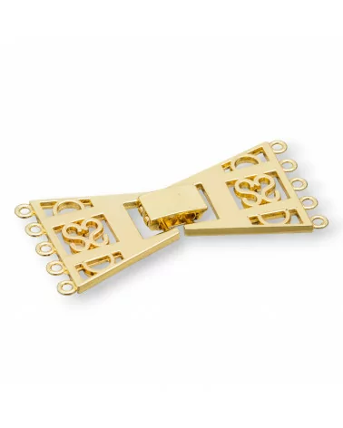 Chiusura Di Ottone Trapezio A 5 Fili 60x30mm 2pz Dorato-CHIUSURE DI OTTONE E BRONZO | Worldofjewel.com