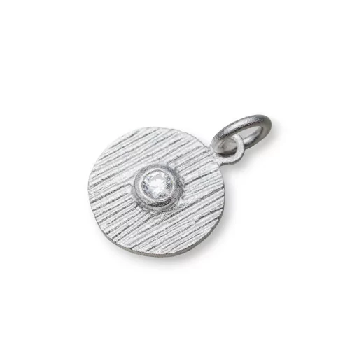 Ciondolo Pendente Di Argento 925 Coin Satinato Con Punto Luce 12x20mm 6pz Rodiato-ARGENTO 925 DESIGN ITALY | Worldofjewel.com