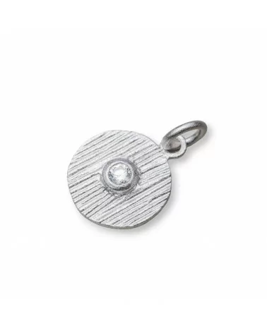 Ciondolo Pendente Di Argento 925 Coin Satinato Con Punto Luce 12x20mm 6pz Rodiato-ARGENTO 925 DESIGN ITALY | Worldofjewel.com