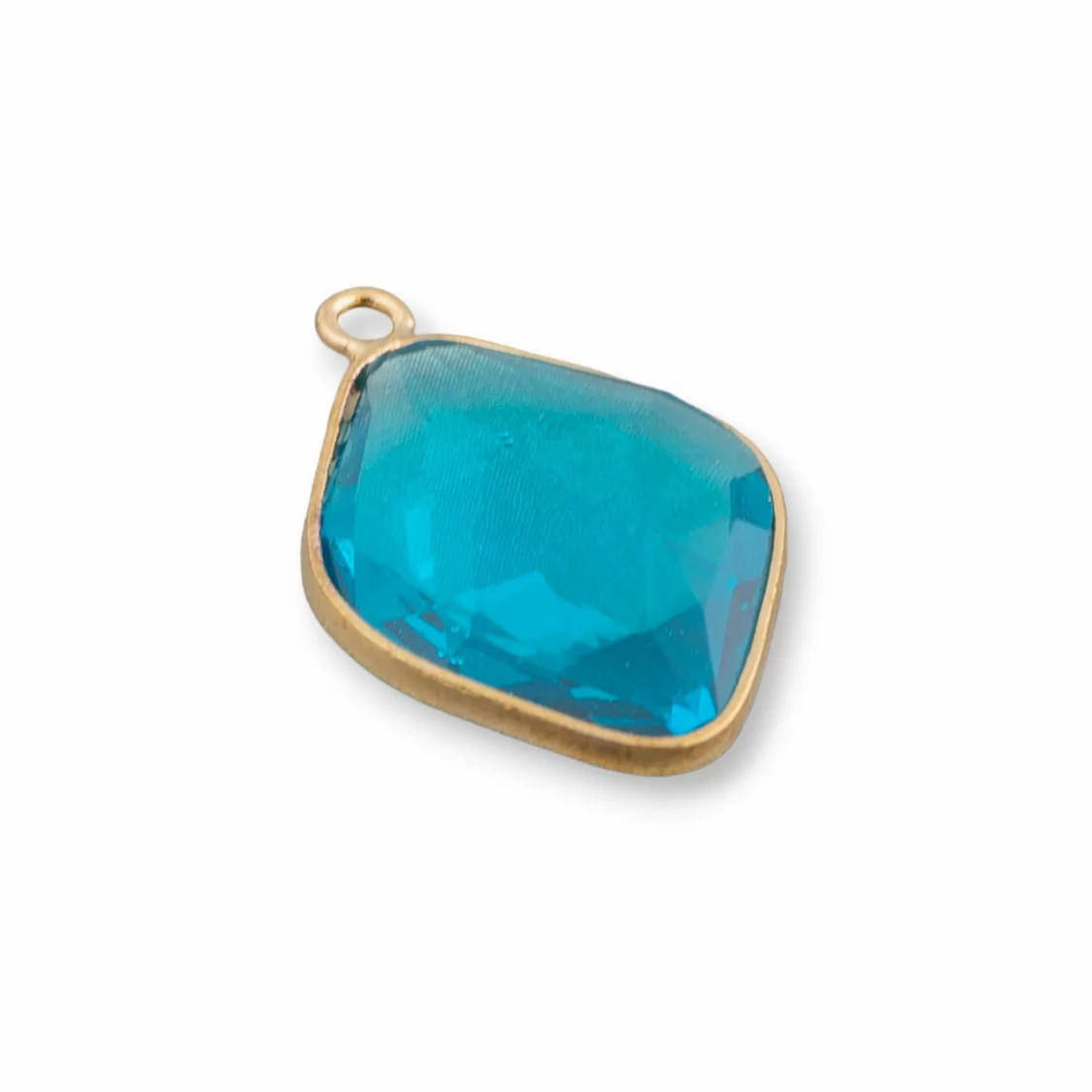 Connettore Componente Cabochon Incastonato Di Cristalli Rombo 17x22mm Con 1 Anellino 10pz Dorato Azzurro- ROMBO | Worldofjewel.com