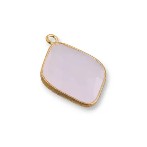 Connettore Componente Cabochon Incastonato Di Cristalli Rombo 17x22mm Con 1 Anellino 10pz Dorato Rosa- ROMBO | Worldofjewel.com