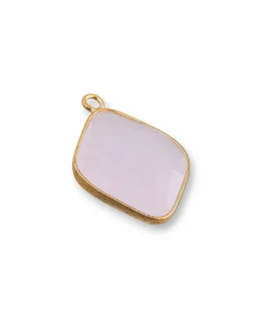 Connettore Componente Cabochon Incastonato Di Cristalli Rombo 17x22mm Con 1 Anellino 10pz Dorato Rosa- ROMBO | Worldofjewel.com