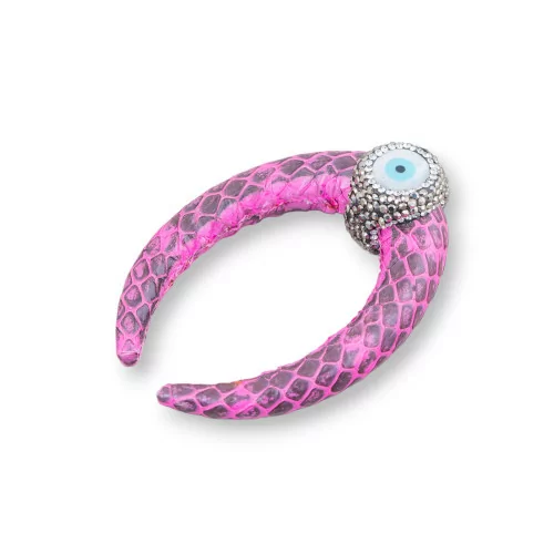 Componente Intramezzo Di SimilPelle Con Strass Marcasite E Pietre Dure Cabochon 50x70mm 1pz Fucsia-COMPONENTI DI SIMILPELLE | Worldofjewel.com