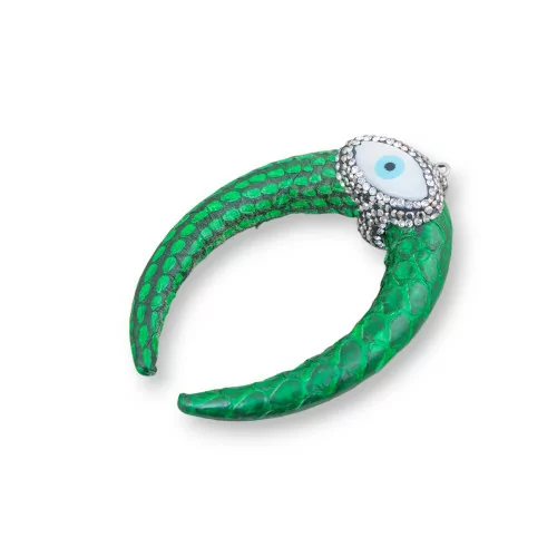 Componente Intramezzo Di SimilPelle Con Strass Marcasite E Pietre Dure Cabochon 50x70mm 1pz MOD2 Verde-COMPONENTI DI SIMILPELLE | Worldofjewel.com