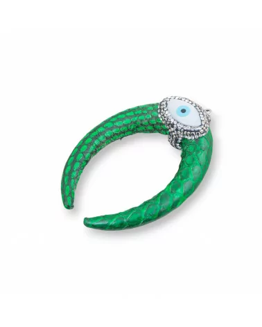 Componente Intramezzo Di SimilPelle Con Strass Marcasite E Pietre Dure Cabochon 50x70mm 1pz MOD2 Verde-COMPONENTI DI SIMILPELLE | Worldofjewel.com