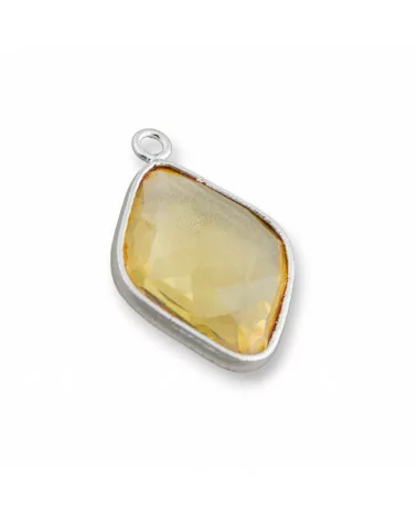 Connettore Componente Cabochon Incastonato Di Cristalli Rombo 17x22mm Con 1 Anellino 10pz Rodiato Giallo- ROMBO | Worldofjewel.com