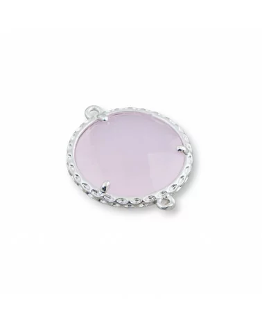 Connettore Componente Di Ottone Con Cristalli Incastonati Tondo 18mm 10pz Rodiato Rosa- TONDO | Worldofjewel.com