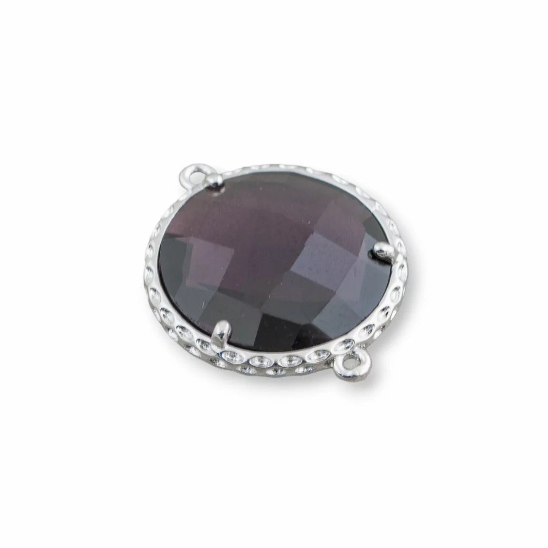 Connettore Componente Di Ottone Con Cristalli Incastonati Tondo 18mm 10pz Rodiato Viola- TONDO | Worldofjewel.com