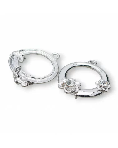 Distanziatore Di Ottone Con Strass Fiore 25mm 25pz Bianco-CONNETTORI CON STRASS | Worldofjewel.com