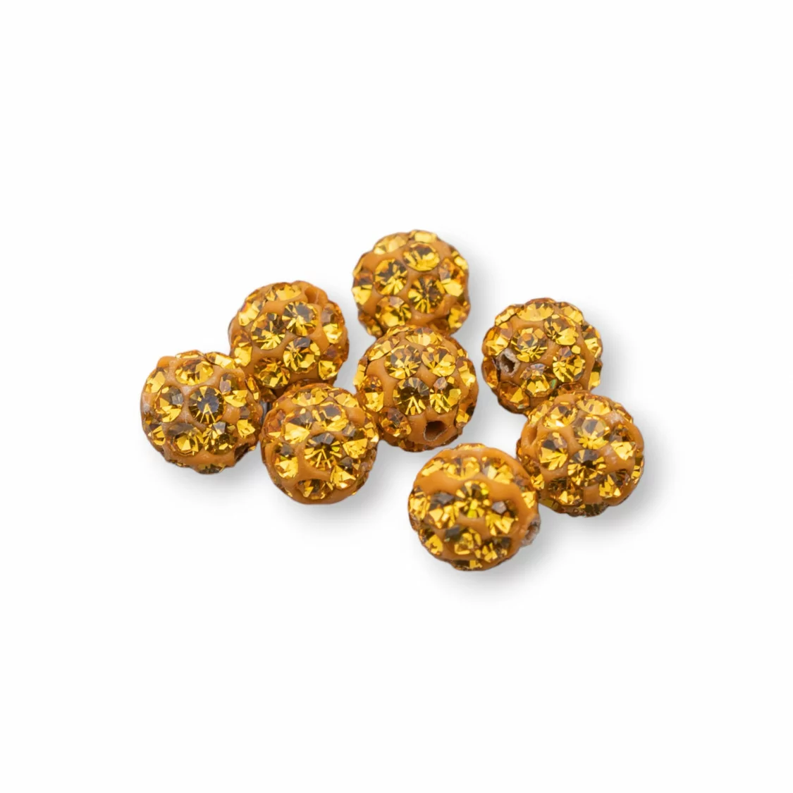 Palline Di Strass Foro Passante Tondo 4mm 20pz Oro-COMPONENTI DI CRISTALLI E STRASS | Worldofjewel.com