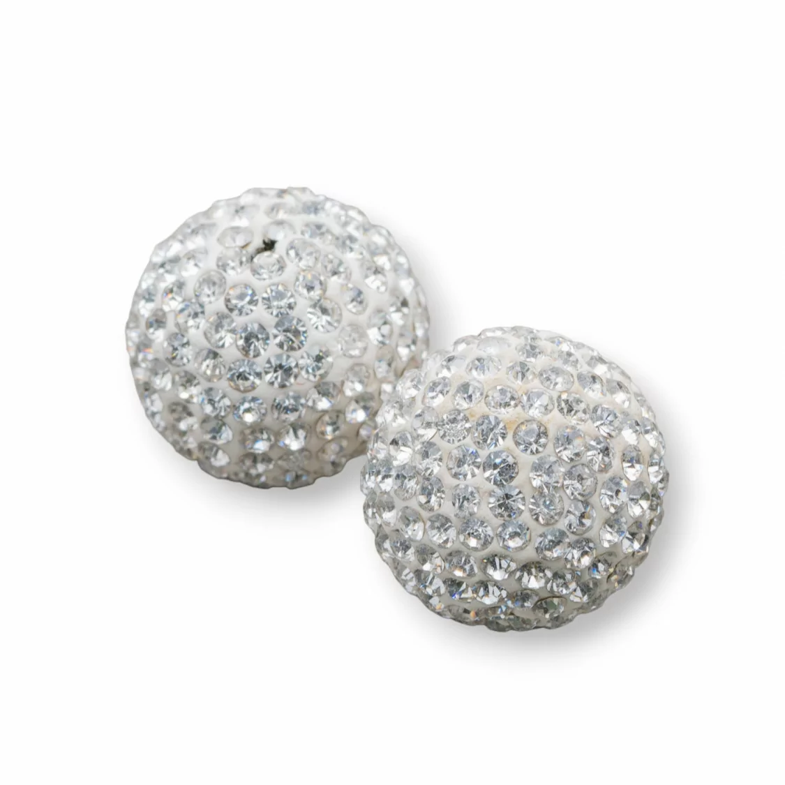 Palline Di Strass Foro Passante Tondo 16mm 6pz Bianco-COMPONENTI DI CRISTALLI E STRASS | Worldofjewel.com