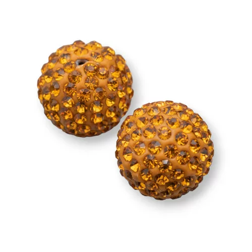 Palline Di Strass Mezzo Foro Tondo 10mm 12pz Giallo-COMPONENTI DI CRISTALLI E STRASS | Worldofjewel.com