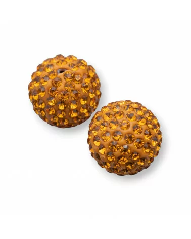 Palline Di Strass Mezzo Foro Tondo 10mm 12pz Giallo-COMPONENTI DI CRISTALLI E STRASS | Worldofjewel.com