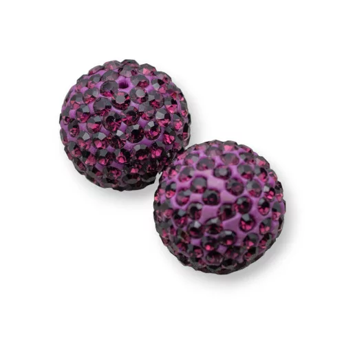 Palline Di Strass Mezzo Foro Tondo 10mm 12pz Viola-COMPONENTI DI CRISTALLI E STRASS | Worldofjewel.com